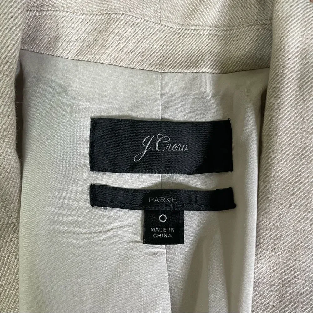J. Crew‎ Parke Stretch Linen Blend Blazer in Flax Light Tan Brown 0